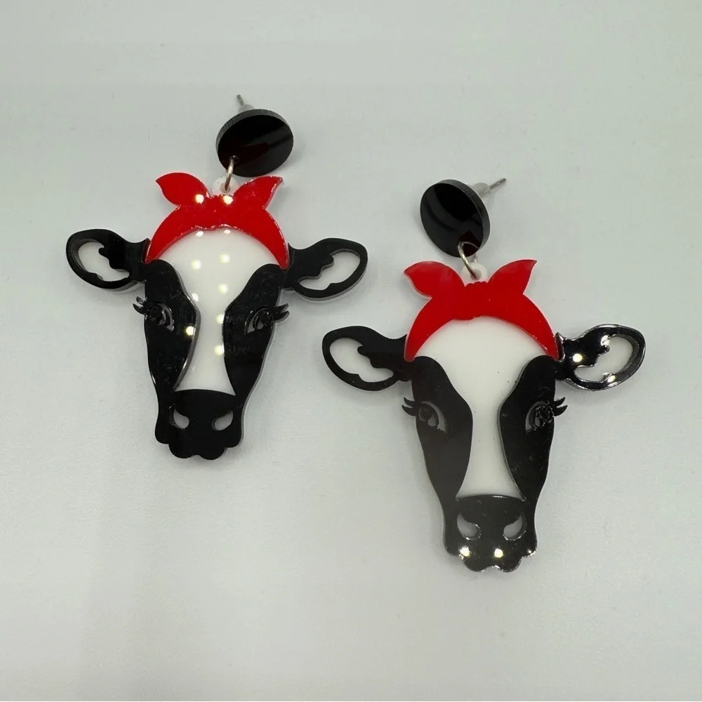 Milkmaid Dairy Cow Retro Acrylic Earrings